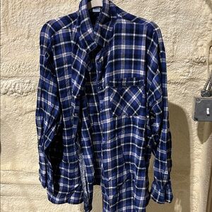 Blue Plaid Men's Shirt & pants Pajama set